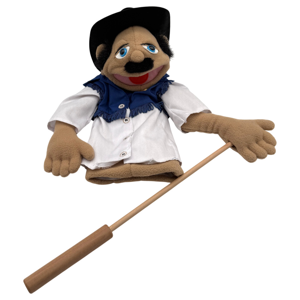 Melissa and Doug Cowboy Puppet 2556 + Stick Wood Rod Sam Sagebrush Sheriff HTF